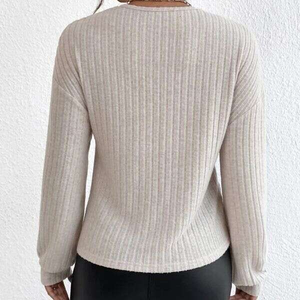 2023 European American autumn and winter new niche V-neck cross pullover long sleeved T-shirt for women