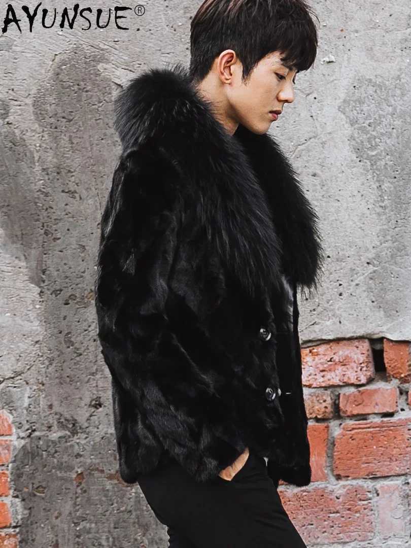 AYUNSUE Mens Winter Jacket 2020 Mens Clothing Natural Mink Coat Mens Warm Mens Clothing Cut Jacket Mens Tank Top LXR47 W241213