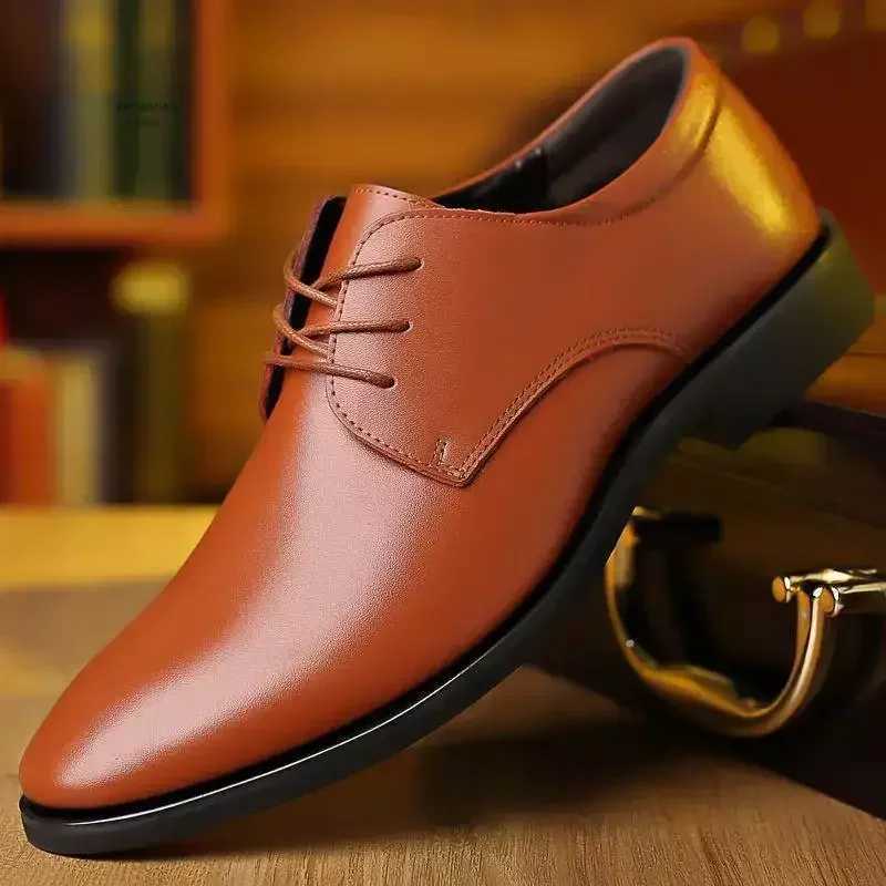 Leather Shoes for Men Formal Dress Wedding Flats British Style Casual Oxfords Non Slip Office Work Designer ShoesC241213