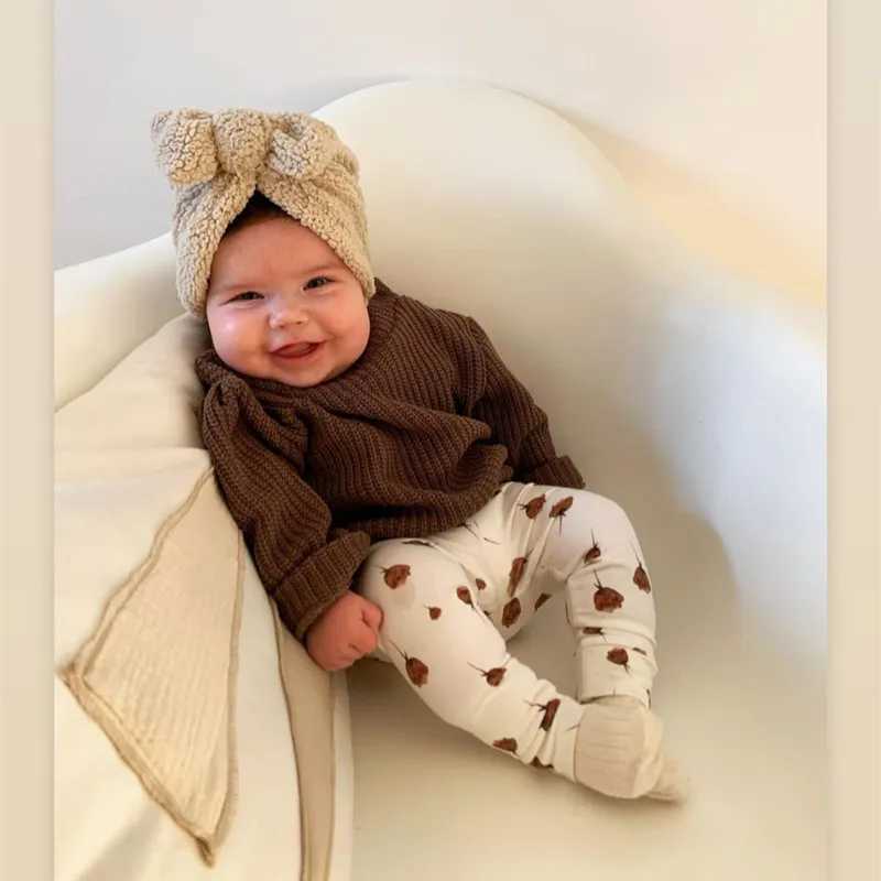 Cute newborn baby hat knot turbo bow fabric thick ear warm baby Indian hat boys and girls soft hat Beanies 2022 winter W241213