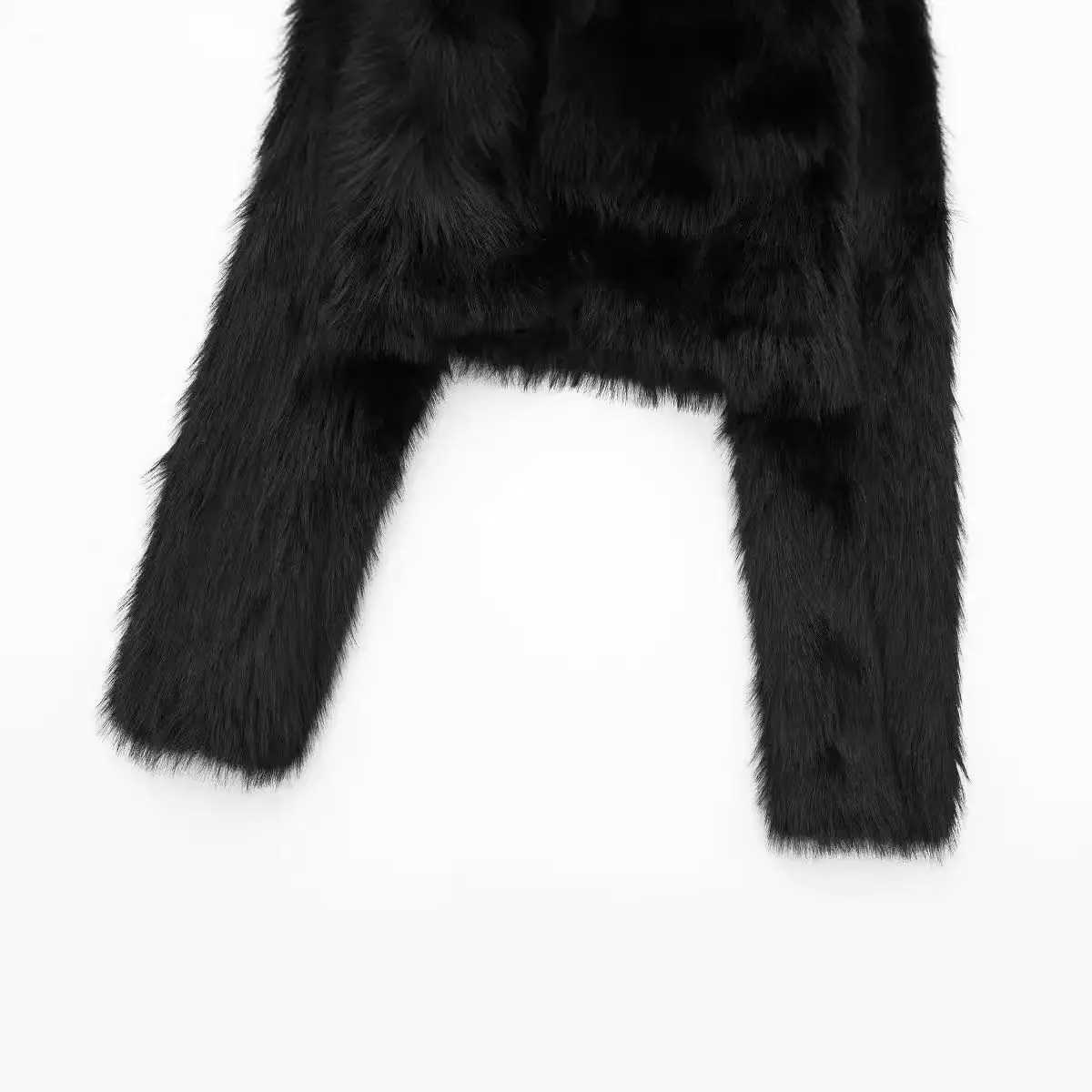 Womens faux fur leather jacket black long Sleve warm autumn and winter fur collar jacket 2024 new fashionable short jacket X241214
