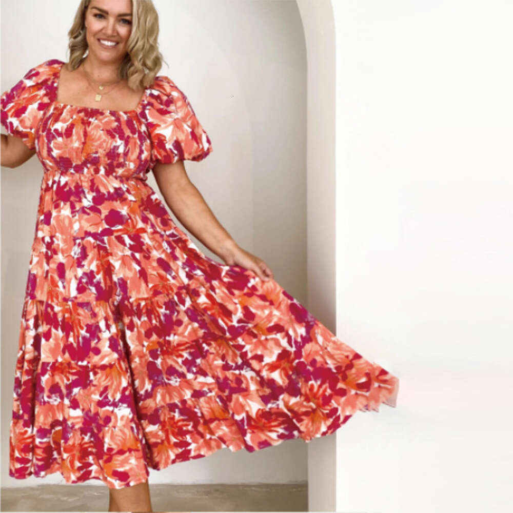 New European And American Women's Bohemian Printed One Shoulder Vacation Style Sexy Loose Dress