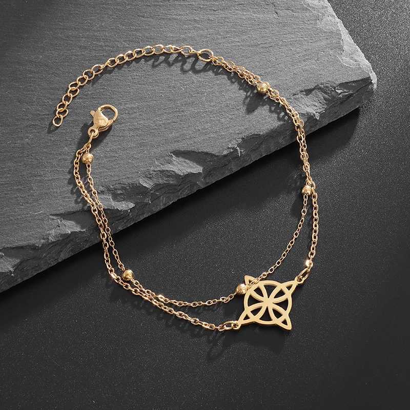 Simple Irish Witchcraft Witchs Knot Stainl Steel Double Layer Adjustable Bracelet Womens Fashion Charm JewelryXJ241214