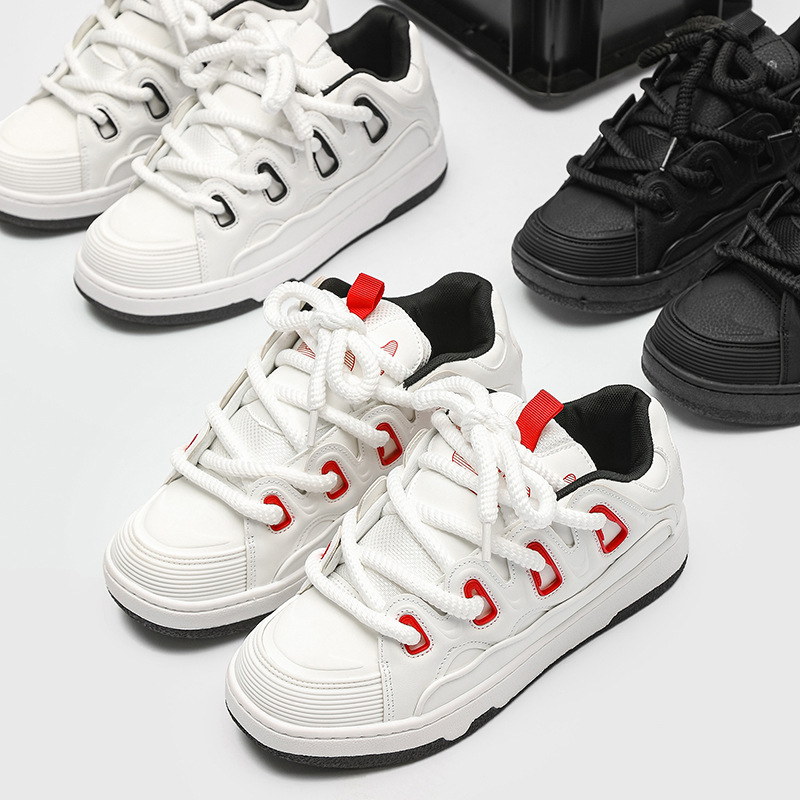 Men Women Couple Casual Shoes:Thick Sole Simple Style Versatile Designer Shoes Korean Version Fashion,Red/White/Black,Free shipping