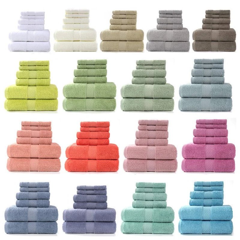 6PCS / 3PCS Cotton Towel Set Lace Embroidered Bath Towel Face Towel Hand Towel Washcloths Quick Dry Terry Towels 17Colors 241213
