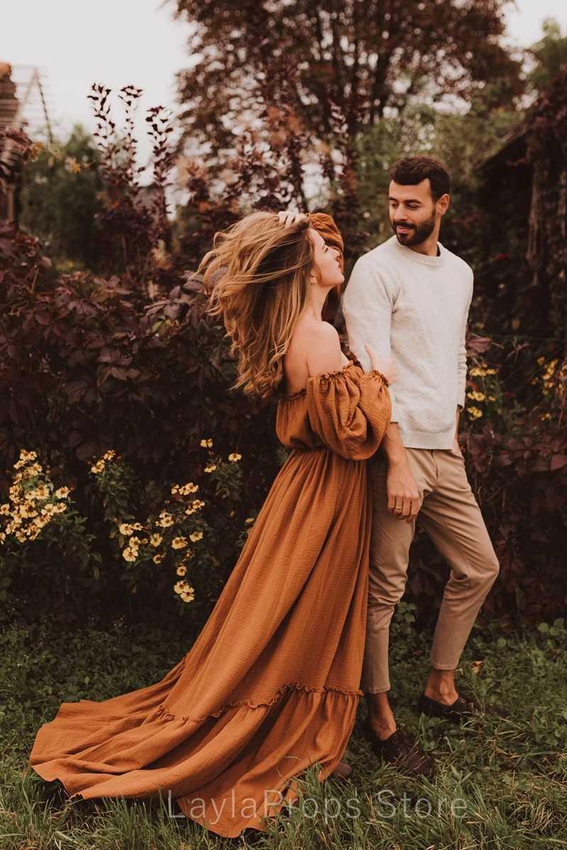 Bohemian Photo Shooting Pregnancy Dress Linen Cotton Retro Loose Fitting Materni Dress Boho Sle Dress Photo Shoot PregnantXJ241213