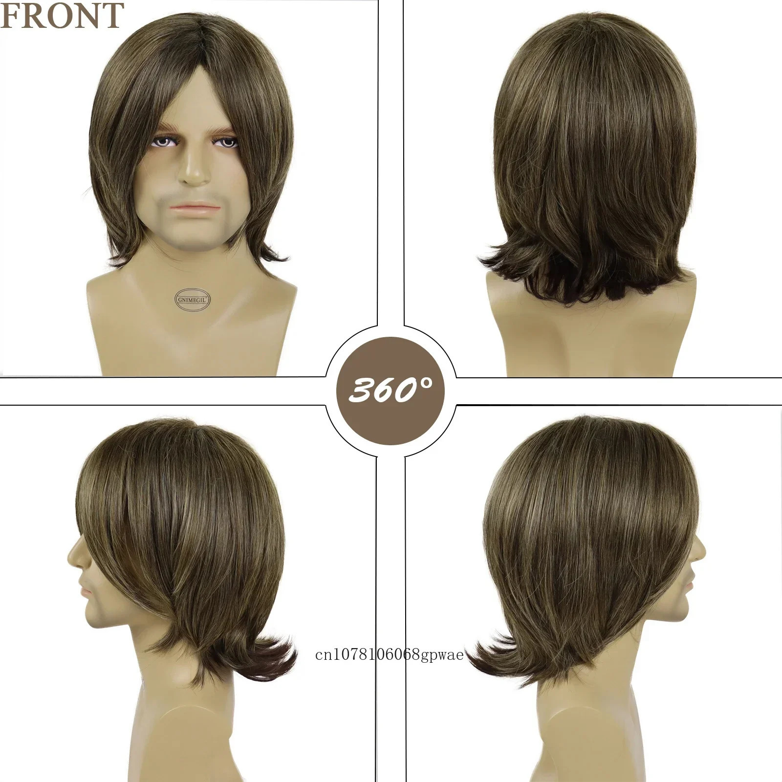 Synthetic Male Brown Wigs Fashion Style Short Mens Wig with Bangs Side Parting Wig Man Daily Halloween Party Natural Soft Hair 241213