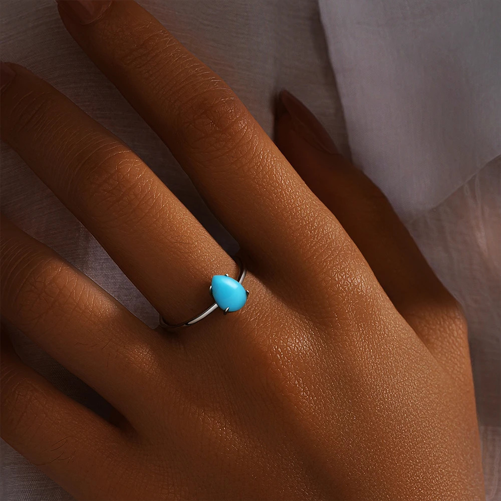 CANNER S925 Sterling Silver Moonstone Turquoise Ring For Women Wedding Finger Rings Fine Jewelry Bague Gifts Bijoux Anillos 241214