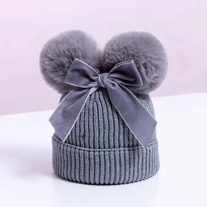 Baby hat autumn girl winter cute fluffy knitted hat solid color wool knitted baby hat newborn warm thing toddler hat W241213