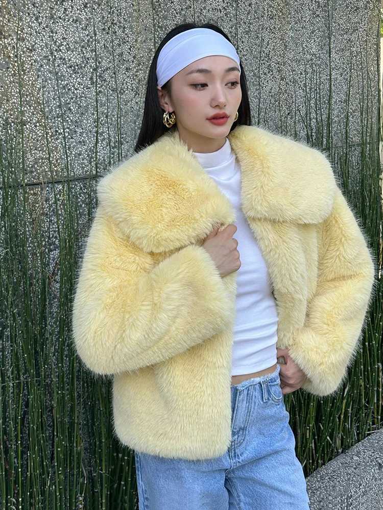 Zadorin Preppy Style Luxury Warm Artificial Fur Coat Womens Big Neck Short Fluffy Artificial Fur Leather Jacket Winter Clothing Women 2024 X241214
