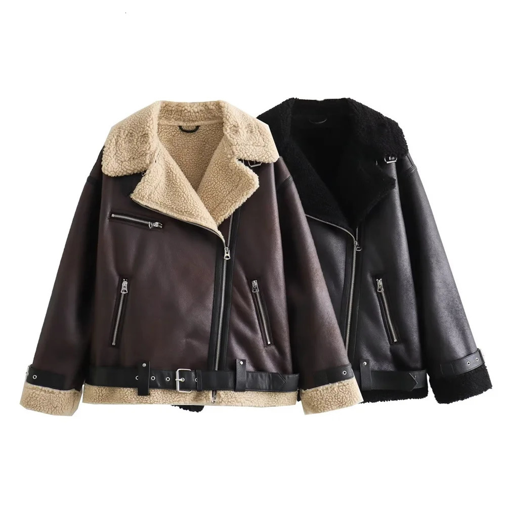 UNIZERA Autumn/Winter Womens Clothing Fashion Casual Loose Edition Leather and Fur Integrated Jacket Coat 241210