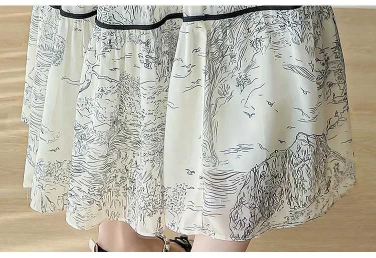 2024 Spring Autumn Materni A-line Dress Plus Size Shoulderless Pregnant Woman Chiffon Dress Vintage Printing Pregnancy DressesXJ241213