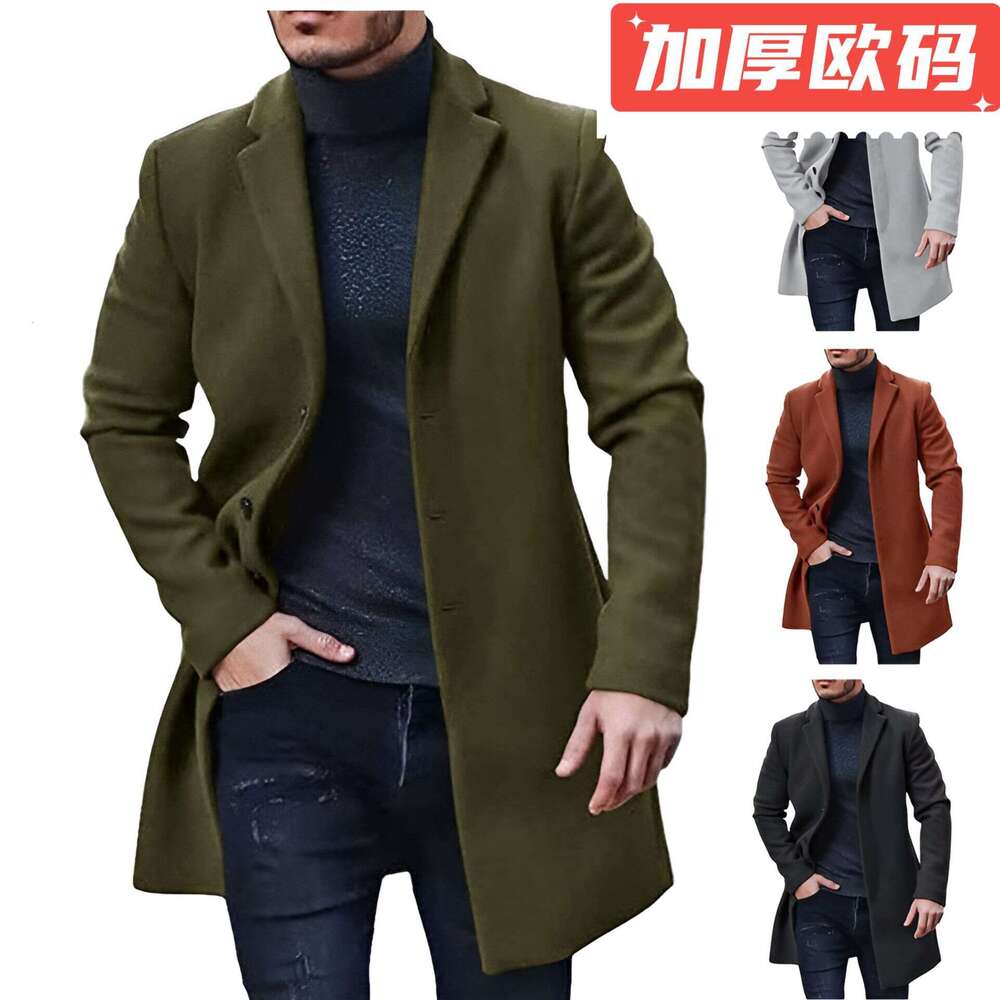Men's Men's Woolen Mid Length Windbreaker Coat, Colored And Multi Size Fashionable Quality Classic