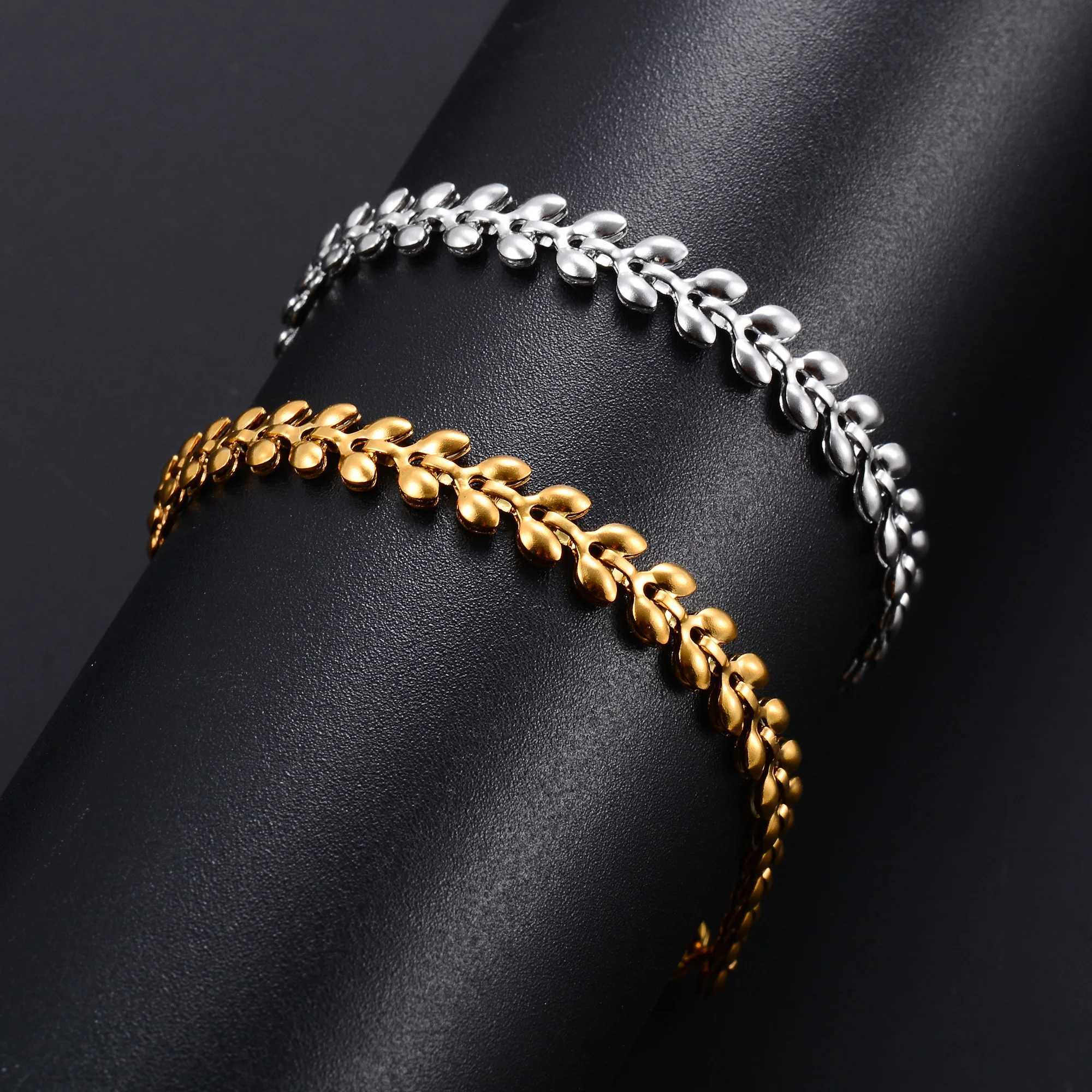 Bracelet Stainl Steel for Women Wheat Link Hand Chain with Extender Gold Color Plated Bangle Anklet Ladies Jewelry AccoryXJ241214