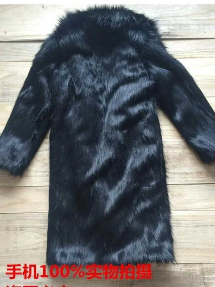 2020 autumn and winter mens artificial fur big collar fur mens long artificial fur jacket fashionable thick mens coat mens clothing W241213