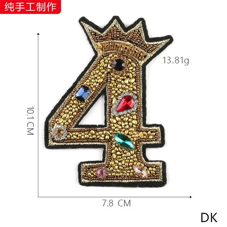 arrival 3 pcs Handmade Numbers Beaded Embroidered patches sew on Motif Applique bag hat shoe diamond accessory diy 241213