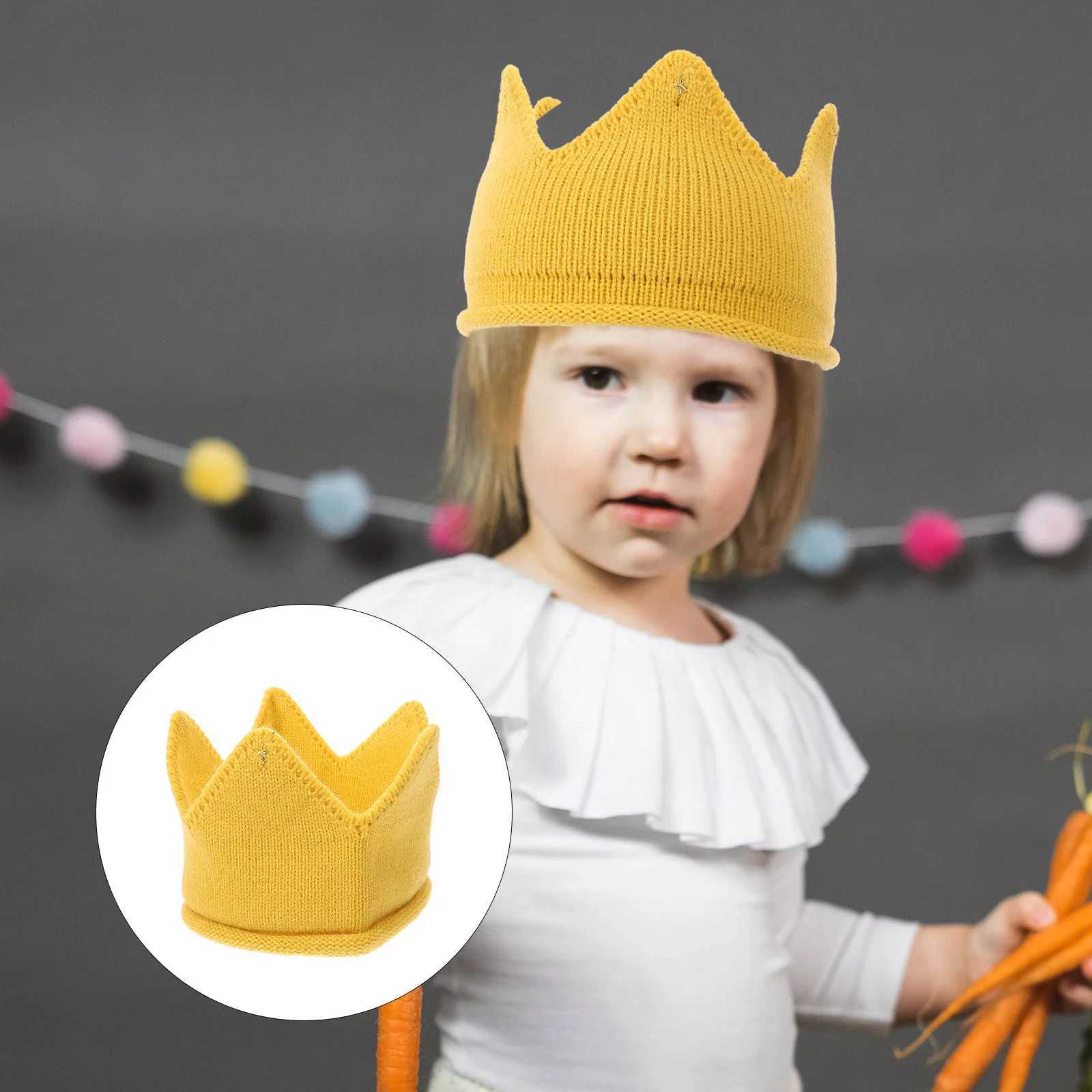 Childrens clothing Crown hat Winter headband 2000X1000X050CM Knitted baby yellow boy W241213