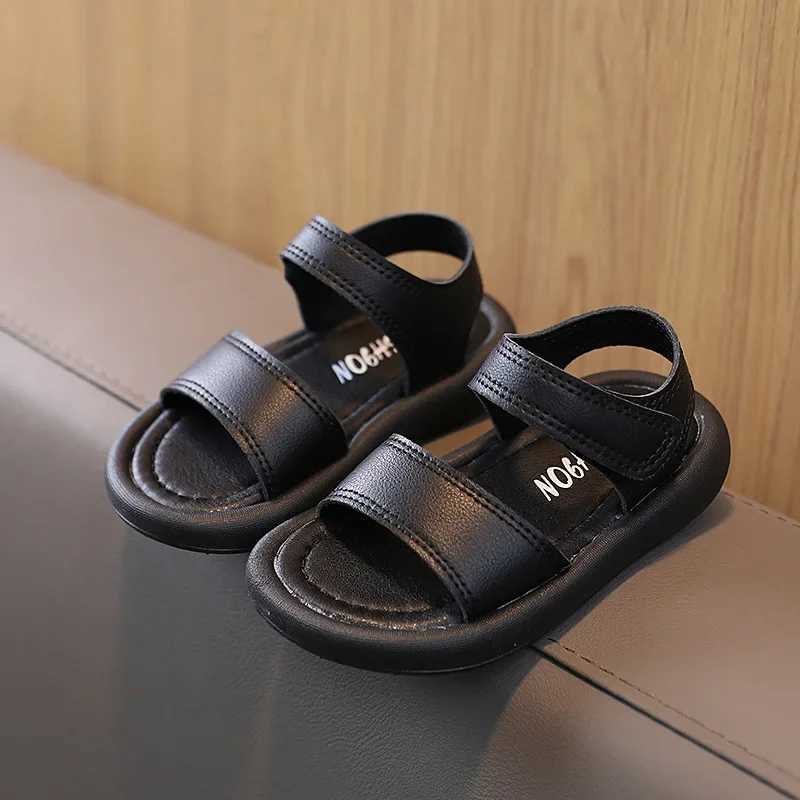 Sandals Comfortable Kids Sandals for Boys Girls Children Beige Beach Shoes Toddler Stylish Black Fully Flat Baby Sandals 2-7 Years G12272 H250212