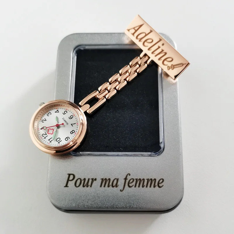 Personalized Carving of Your Name Midway Doctor Customized Clock Hospital Healthcare Pocket FOB Nurse Watch 241212