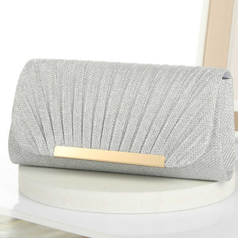 Clutch Bag Sequin Pleated Bag for Womens Evening Party Chain Strap for Womens Evening Party Banquet Bag Shoulder Bag 240920