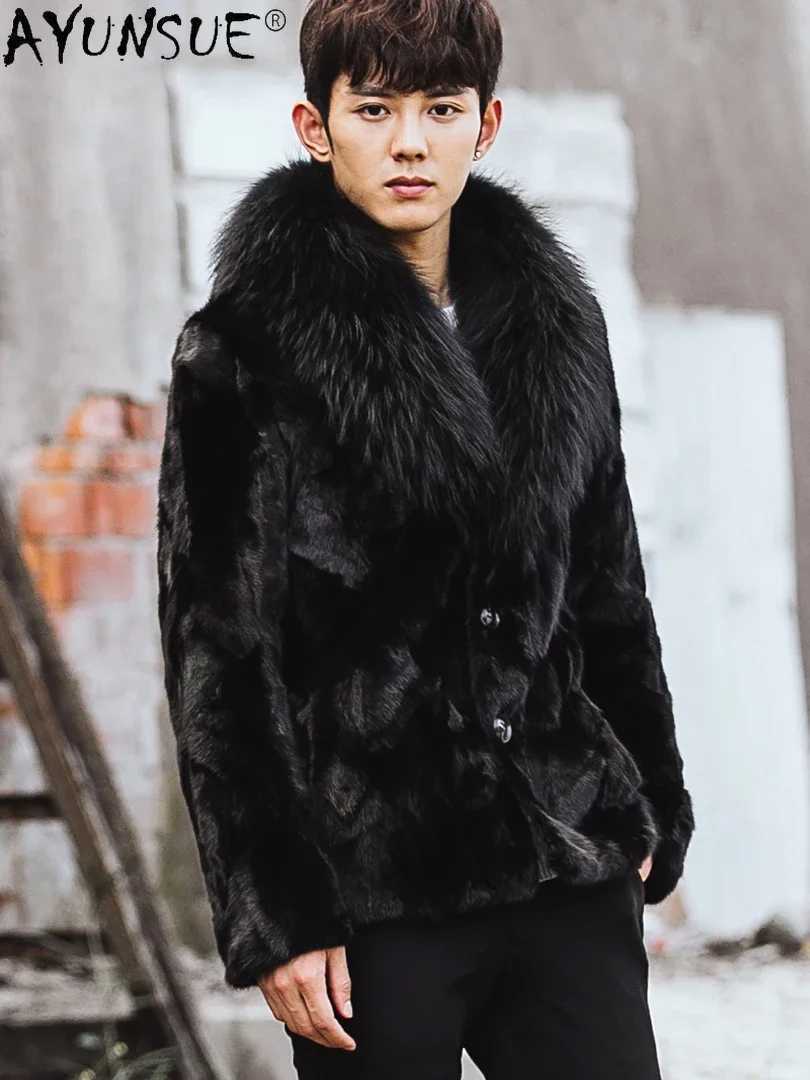 AYUNSUE Mens Winter Jacket 2020 Mens Clothing Natural Mink Coat Mens Warm Mens Clothing Cut Jacket Mens Tank Top LXR47 W241213