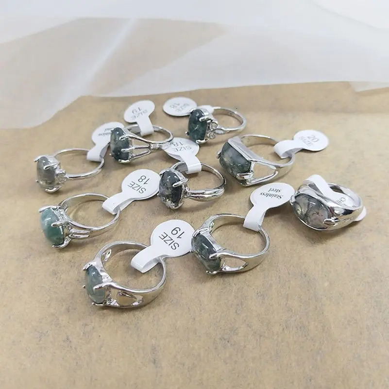 10pcs Mixed Fashion Natural Stone Rings For Women Girl Simple Vintage Finger Rings Accessories Bohemian Jewelry Wholesale 241214