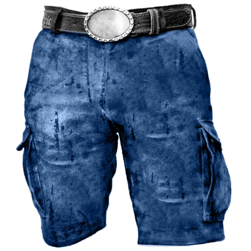 Mens fashion cover 3D printing s denim n multi pocket trend sales graphic casual shorts 241211