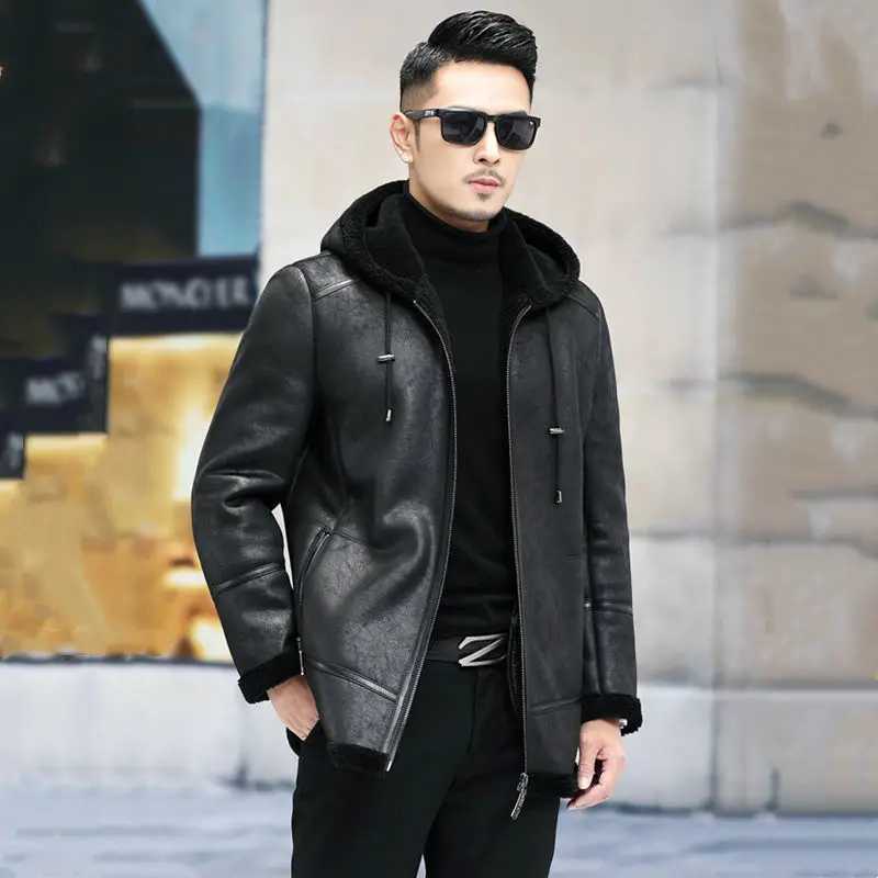 2024 New Winter Two Side Wear Men Sheep Shearing Clothing Real Fur Coat Man Natural Lamb Fur Men Leather Jacket B378 W241213