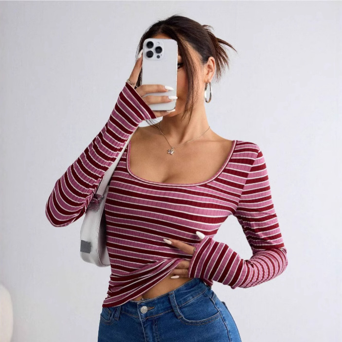 Bestselling New Women's Designer Top Sexy Spicy Girl Slim Fit Exposed Navel Long Sleeved Outdoor Casual T-shirt