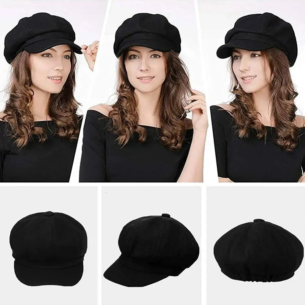 Fashion autumn womens winter hat solid color octagonal s boys mens Adies casual wool beret painted 241210