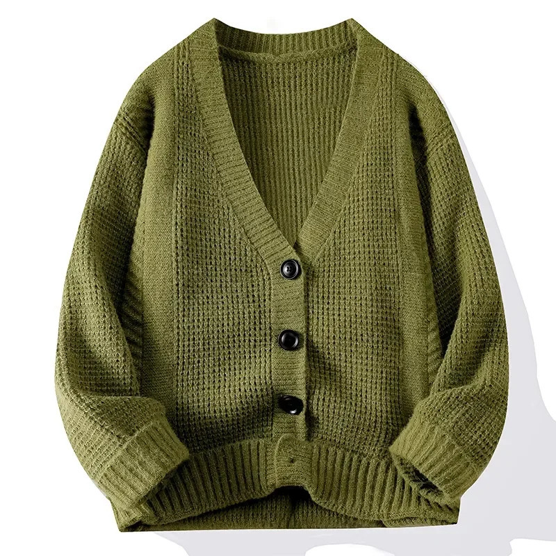Autumn and Winter Mens Cardigan Vneck Fashion Sweater with Thick Long Sleeves Outside Comfortable Warm 241213