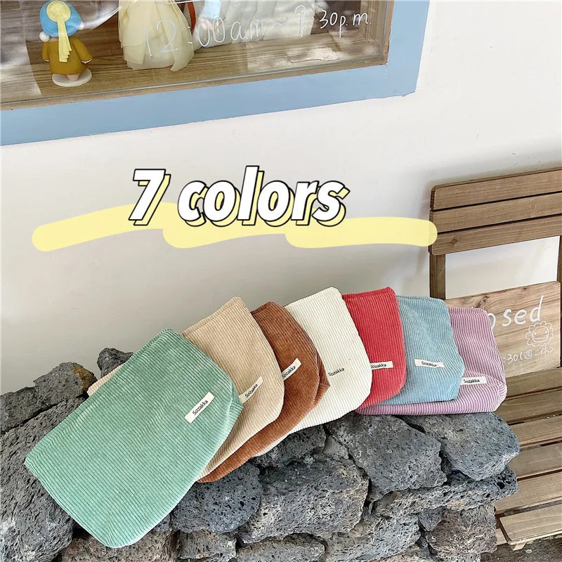 Corduroy Women Cosmetic Bag Cotton Cloth Makeup Pouch Hand Travel Bag Lipstick Organizer Cases Fashion Zipper Clutch Phone Purse 241212