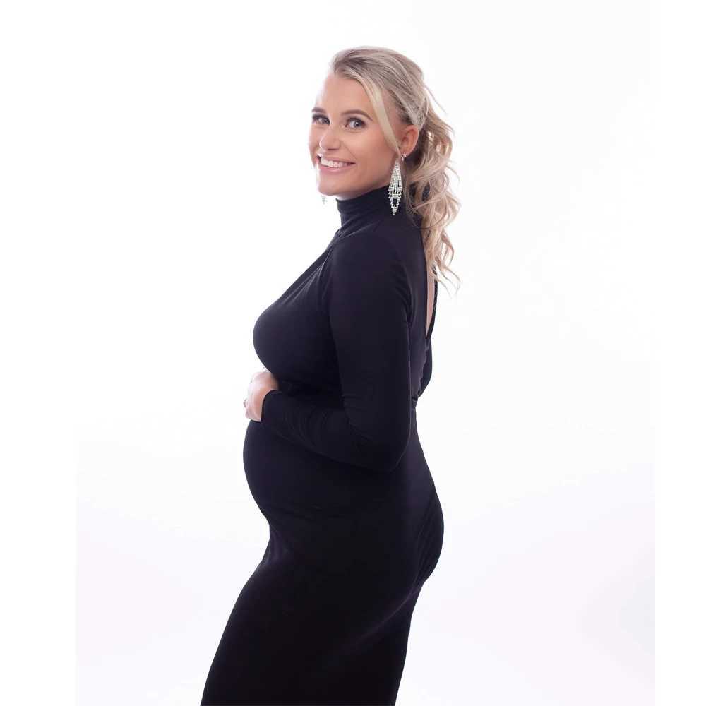 Materni Photography Gown Sexy Fashionable Black Stretch Cotton Floor Length Dress Baby Showers Pregnancyphoto Shoot CostumeXJ241213