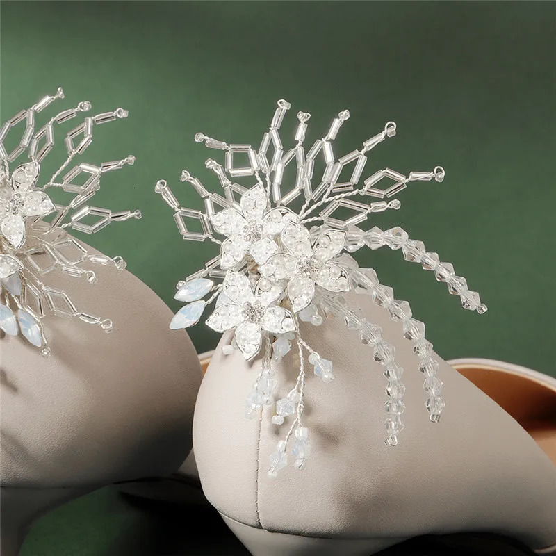 Mori Beautiful Shining Decorative Shoe Clip Buckle Rhinestone Crystal Flower Elegant Wedding Party Shoes Decorations Accessories 241213