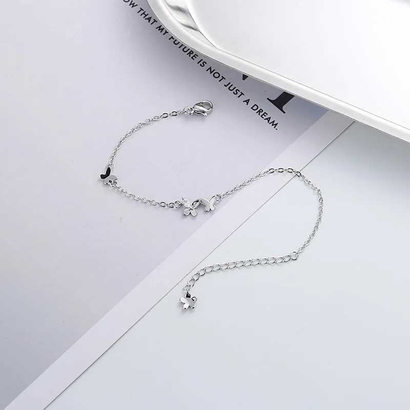 VENTFILLE 925 Silver Diamond-Studded Butterfly Bracelet Womens Fashion Temperament Flower Adjustable BraceletXJ241214