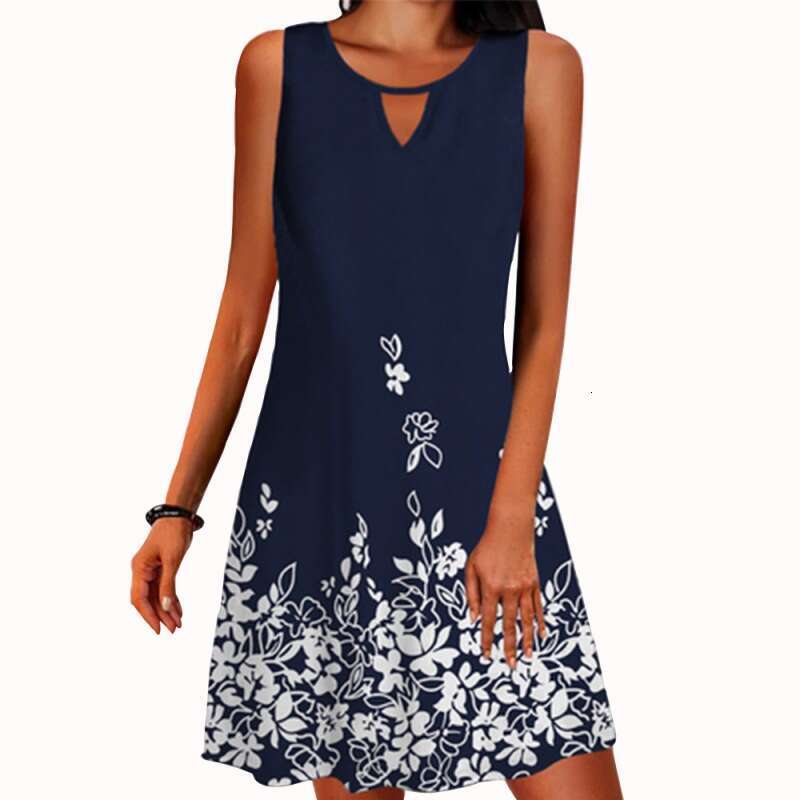 spring/summer hot items European and American loose printed long sleeved design sense ral sleeveless dress for women 2024 new casual versatile fashion