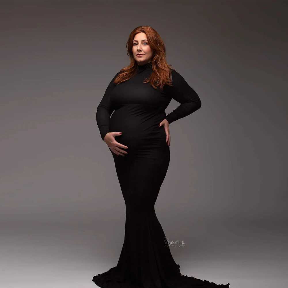 Materni Photography Gown Sexy Fashionable Black Stretch Cotton Floor Length Dress Baby Showers Pregnancyphoto Shoot CostumeXJ241213