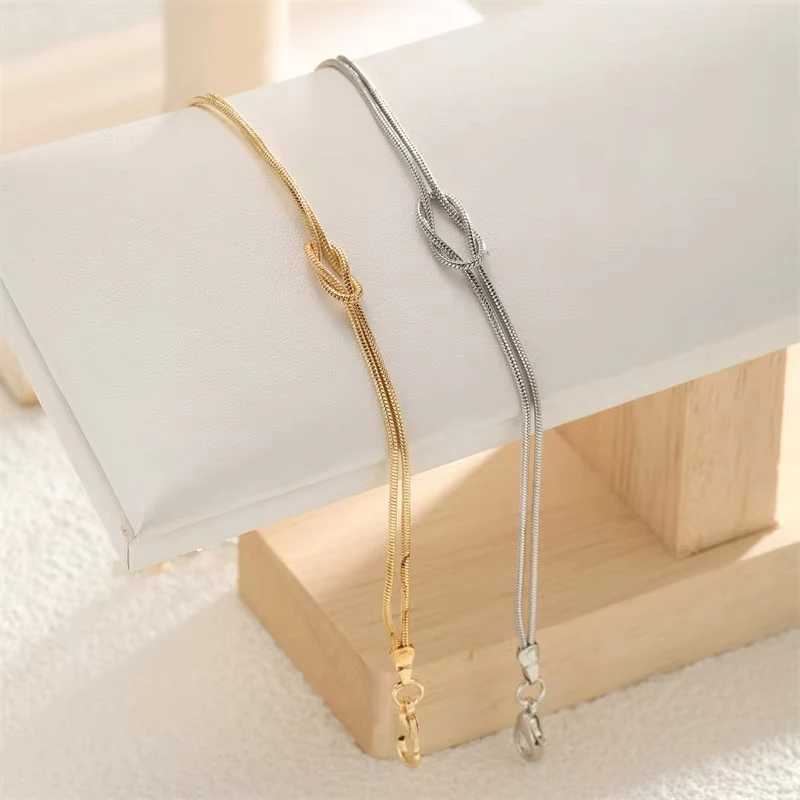 FTCY Simple Metal Knot Couple Bracelet Set for Women Men Snake Chain Handmade Knot Shed Bracelet Best Friend GiftXJ241214