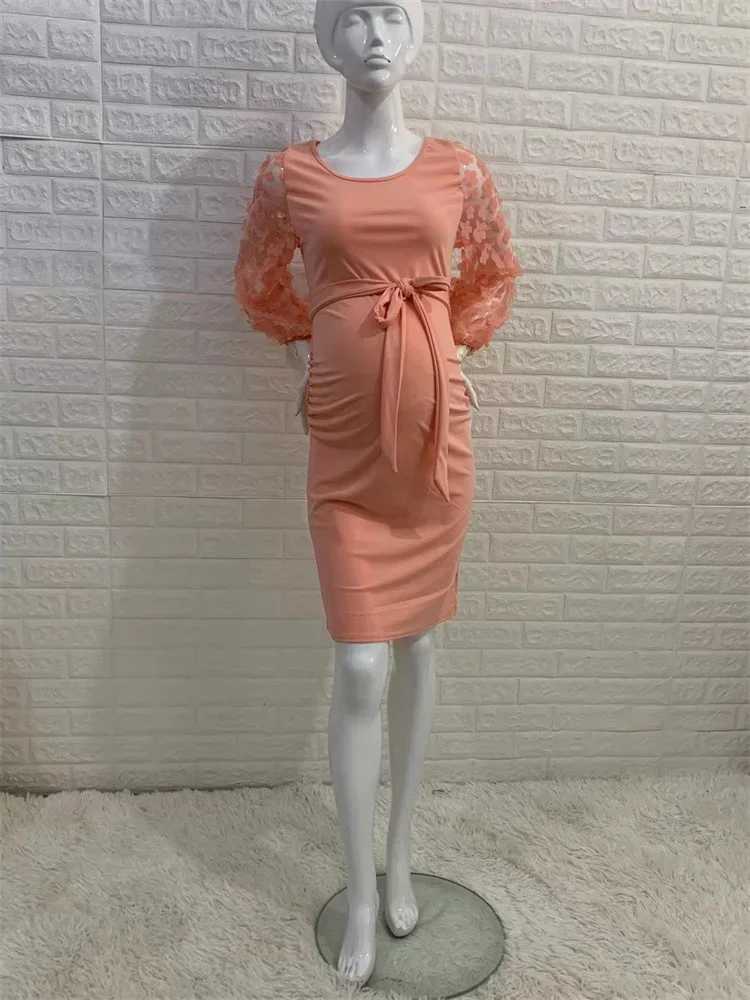 Pregnant Woman Sexy Lace Dress Materni Baby Shower Gown Photography Props Fancy Photo Pregnancy Par Knee Length Clothes NewXJ241213