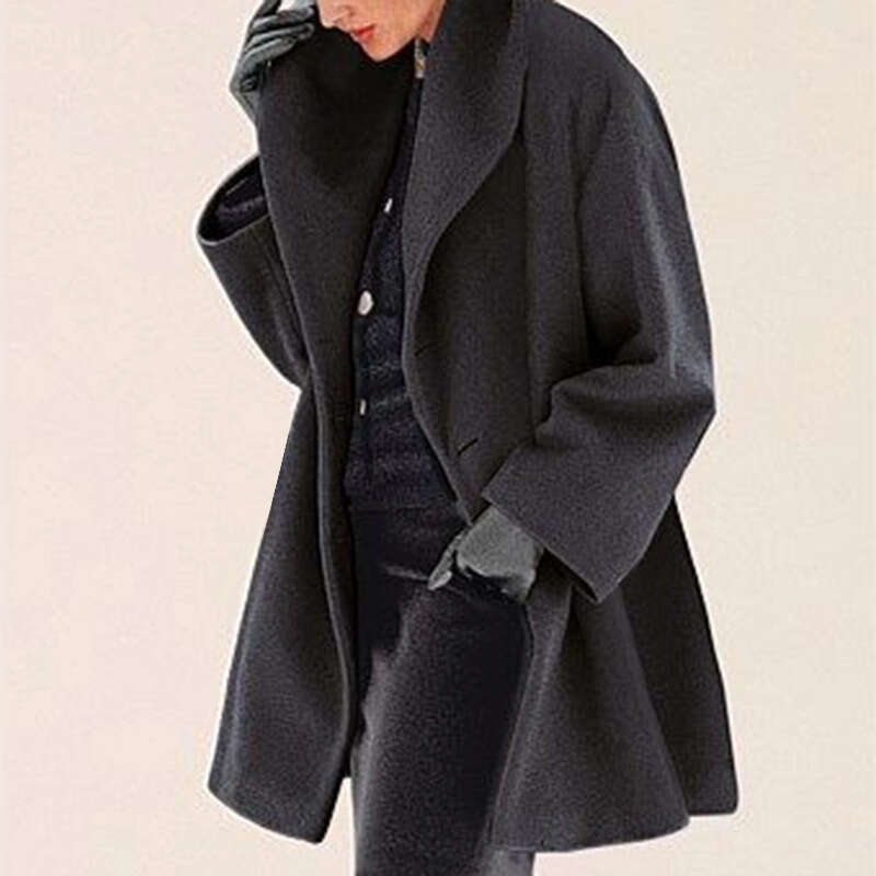 European American Women's Autumn And Winter Multi-Color Round Neck Loose Hooded Woolen Coat, Fashionable Quality Classic