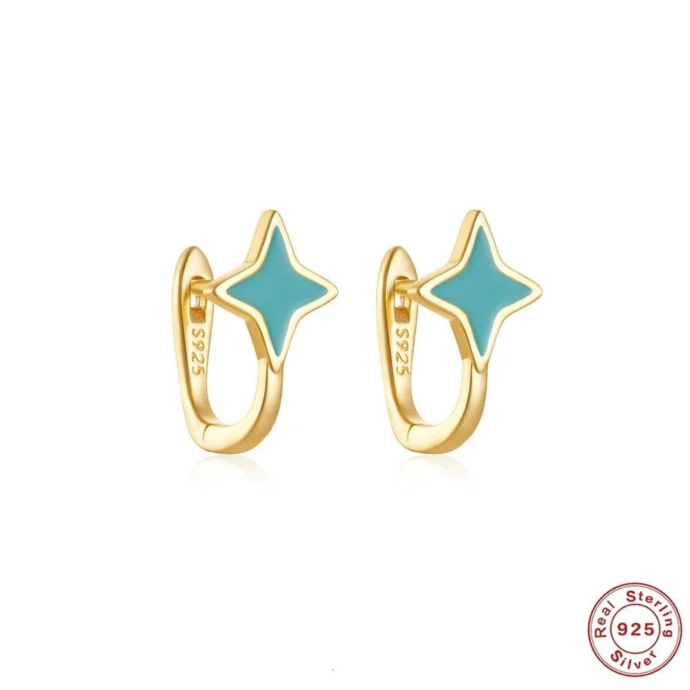 VAL 925 Sterling Silver Oil Dripping Star Stud Earring for Women Fashion Ear Buckles Earrings Students Birthday Party Jewelry 241214