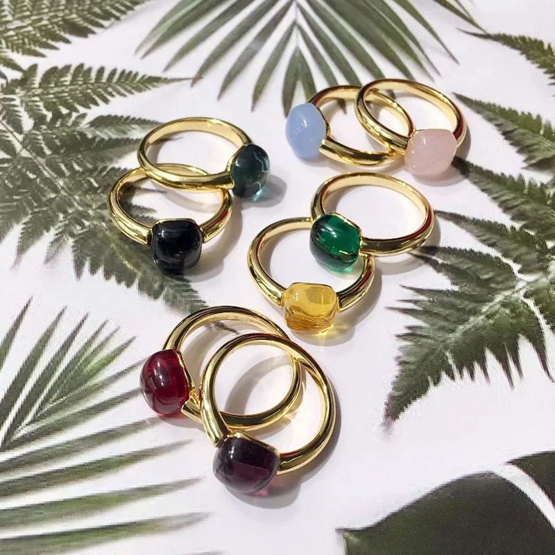 Classic Water droplets Candy Style Ring 8 Color Real Crystal Drop Rings For Women Fashion JewelryDJ1153 241214