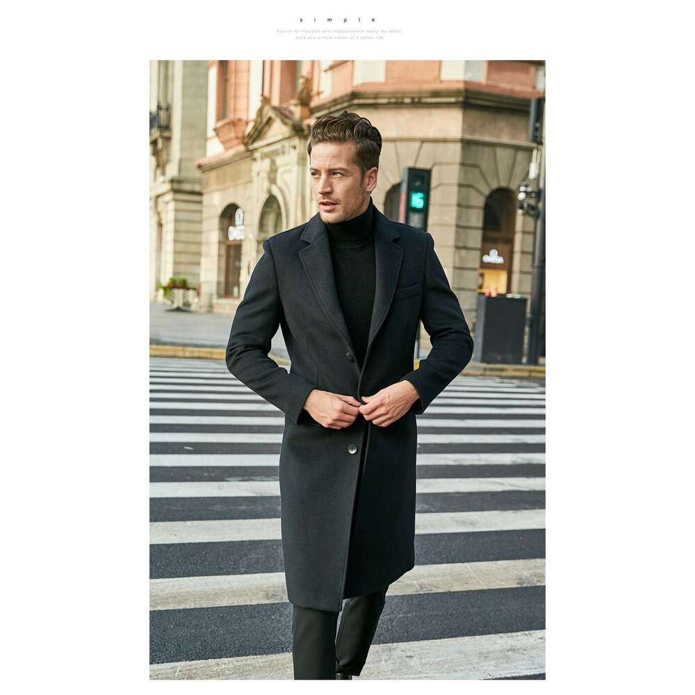Men's British Men's Long Sleeved Woolen Coat For Autumn Winter, Trendy And Fashionable, With Classic Quality