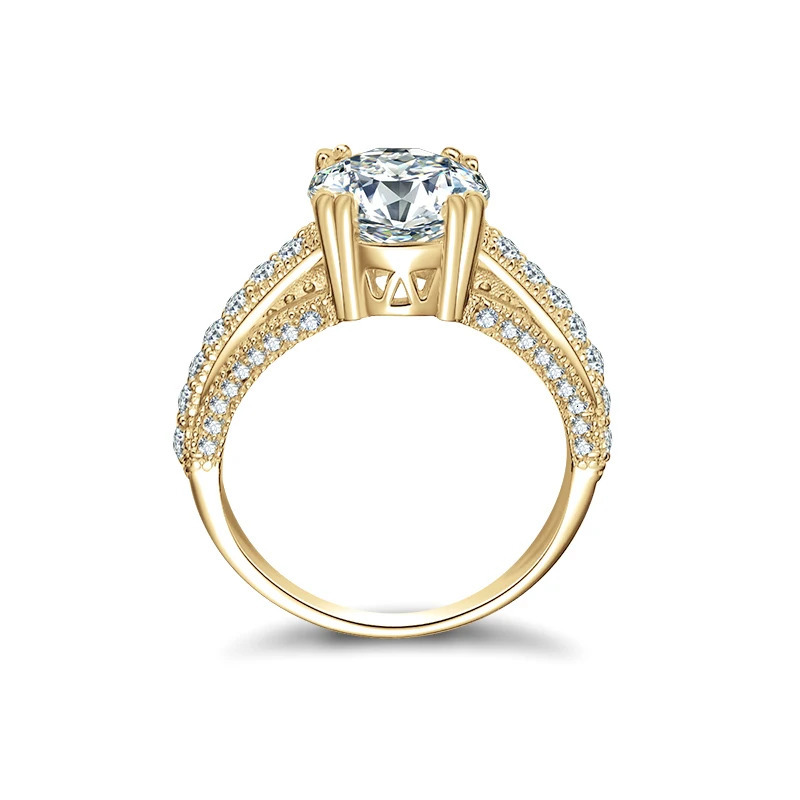 Lnngy Real 10K Yellow Gold Wedding Rings Round Cut 9mm 3ct Engagement Ring for Women Jewelry Gift Bijoux Bague 241213