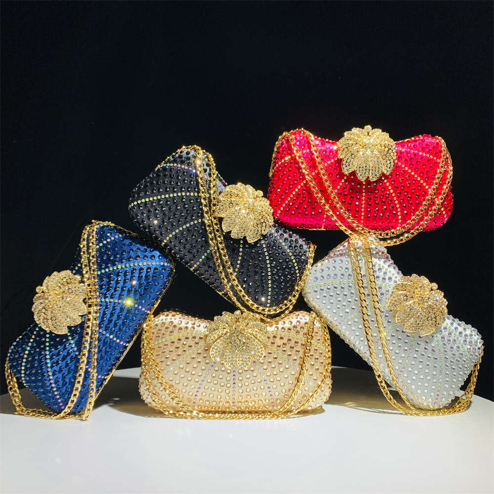 Women Fushia/Sier/Black Handbags Gold/Blue Crystal Evening Lady Clutches Wedding Shoulder Bags Party Handbag and Purses