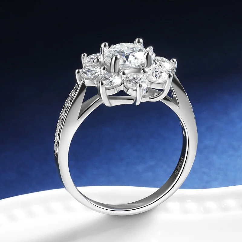 TBCYD 6MM D Color Sunflower Full Rings 2126cttw S925 Sterling Silver Wedding Engagament For Women With GRA Jewelry 241213