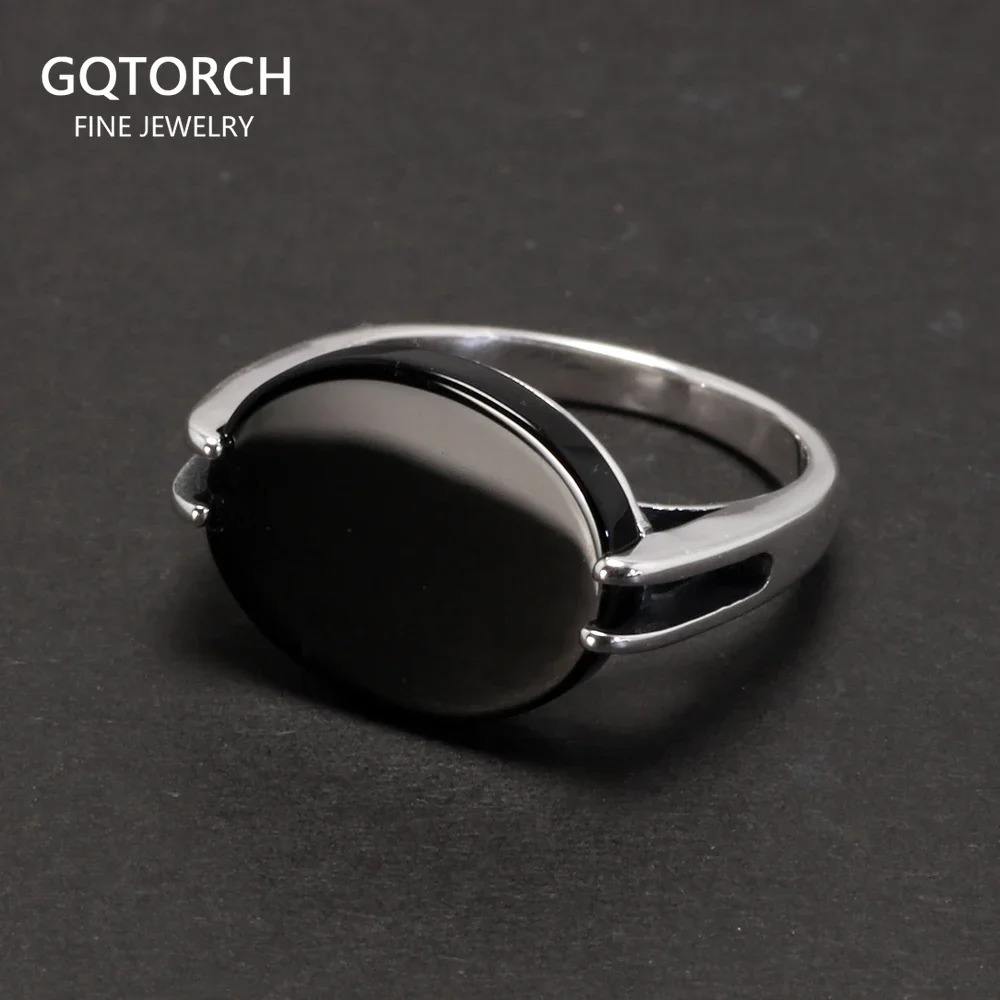 Real Pure 925 Sterling Silver Turkish Ring for Men and Women Prong Setting Black Agate Lapis Lazuli Malachite Jewelry 241214