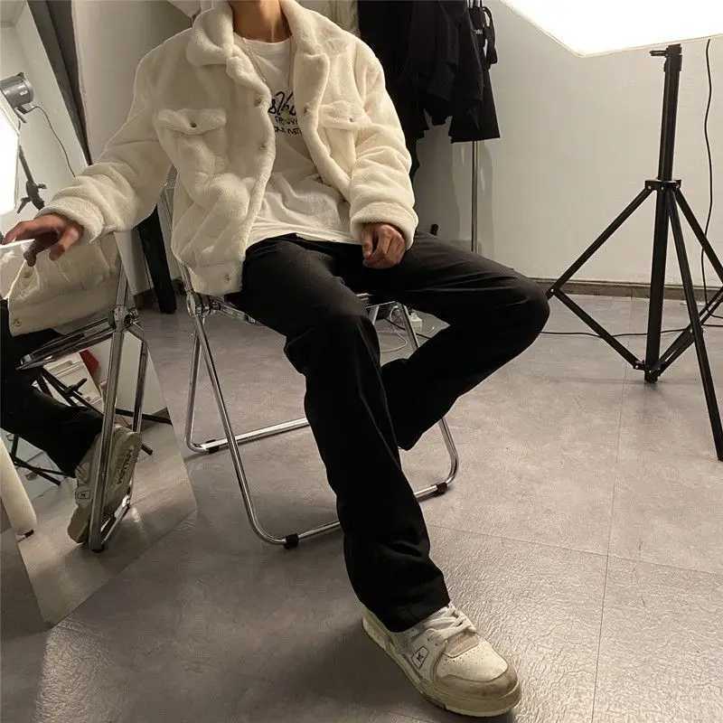 2023 autumn and winter mens faux fur coat Korean fashion ultra-thin clothing warm coat casual mens top hot jacket LOOSE V99 W241213