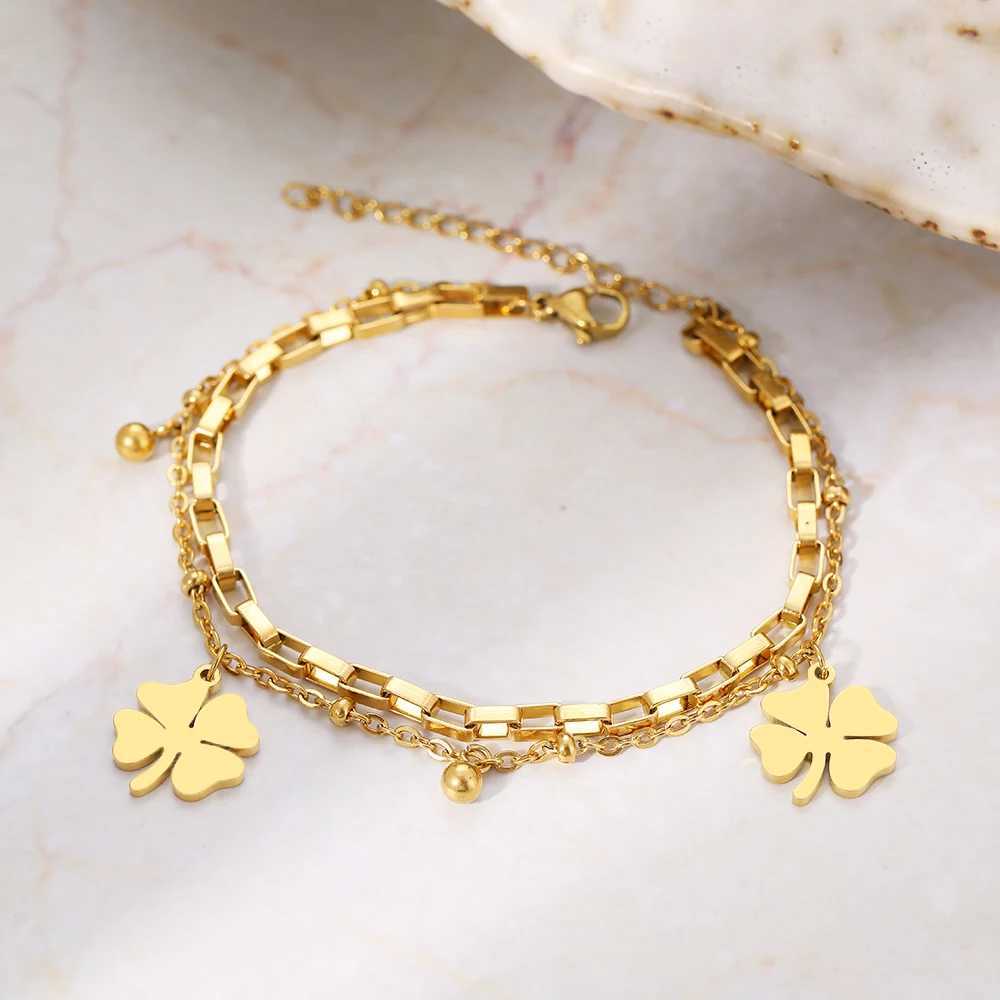 Stainl Steel Bracelets Tren Fine Bell s Pendant Beads Layer Chain Fashion Bracelet For Women Jewelry Festival GiftsXJ241214