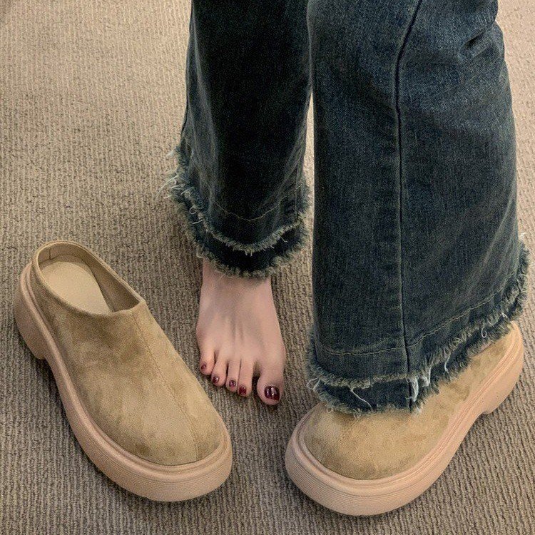 Slippers Casual Shoes Woman 2024 Low Cover Toe Loafers Platform Pantofle Female Mule New Flat Mules Rome Slides PU Fabric